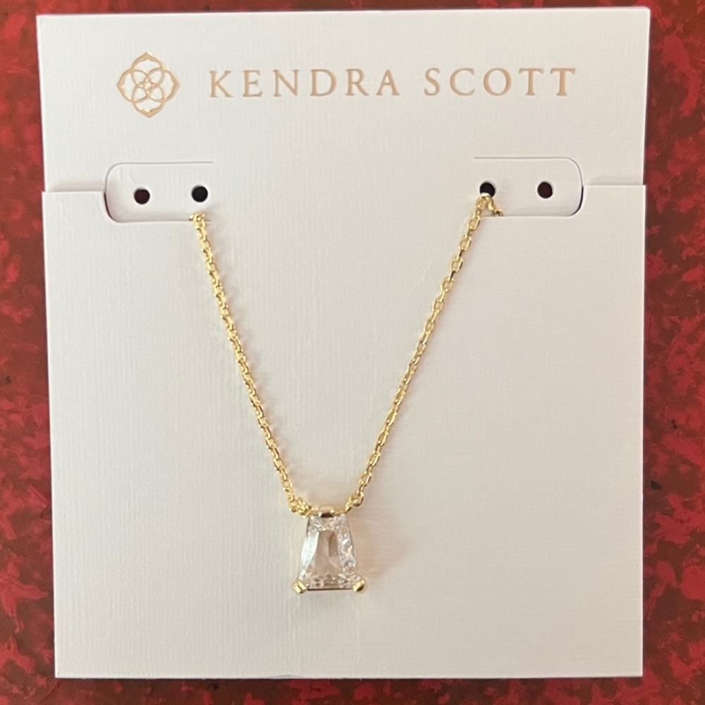 Kendra Scott Blair Necklace in gold tone with Clear Gemstone